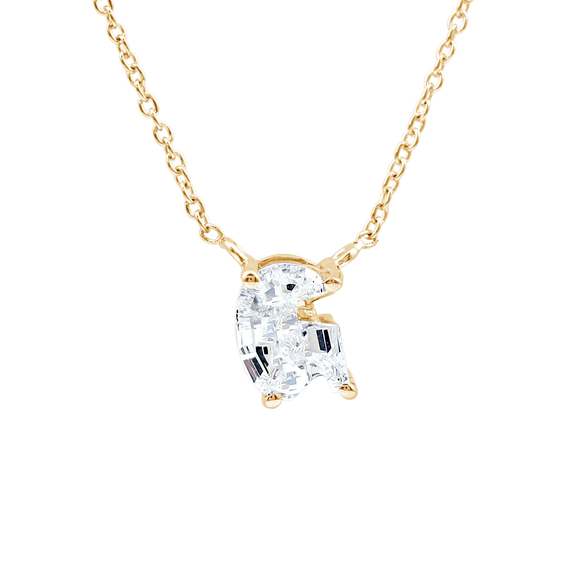Rosec Jewels-Lab Grown Diamond 2 Carat G Initial Necklace for Women