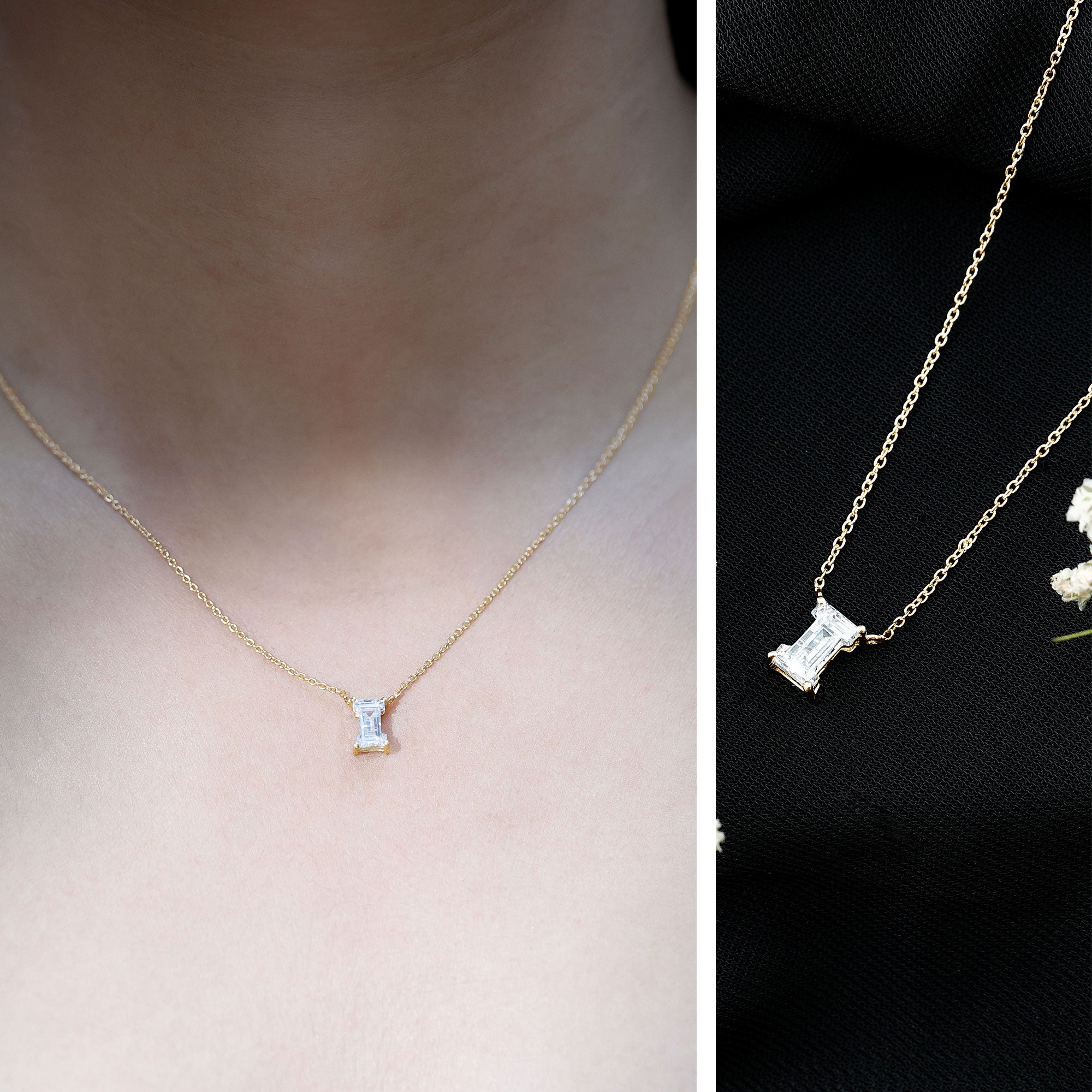 Rosec Jewels-Lab Grown 2 Carat Diamond Initial Necklace I with Certificate