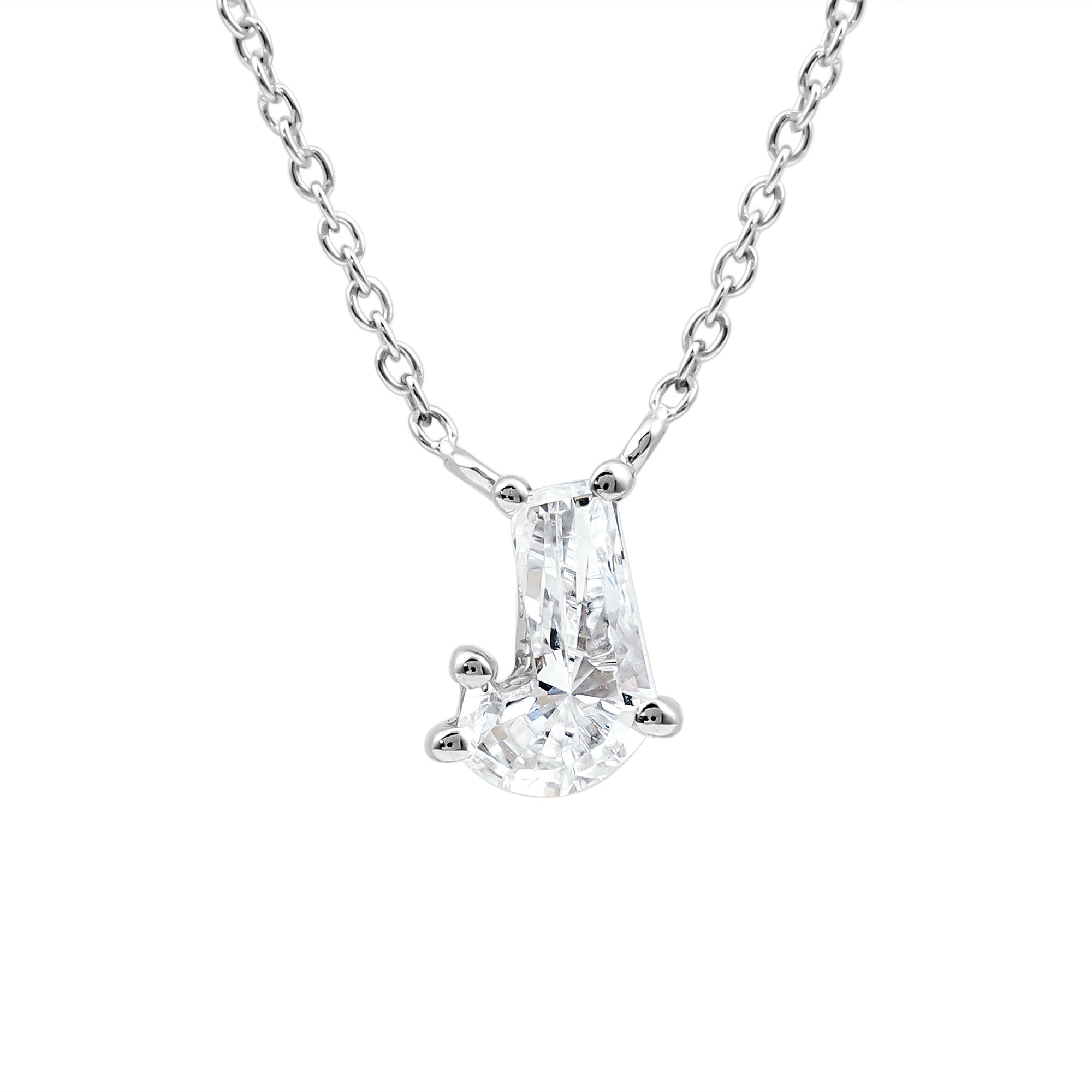 Rosec Jewels-Fancy Cut 2 Carat Lab Grown Diamond J Necklace for Women