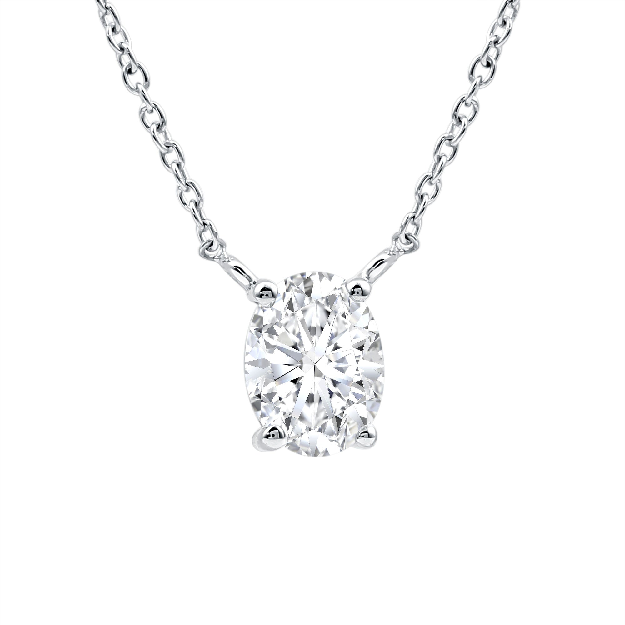 Rosec Jewels-Solitaire Lab Grown 2 Carat Diamond Initial O Necklace with Chain