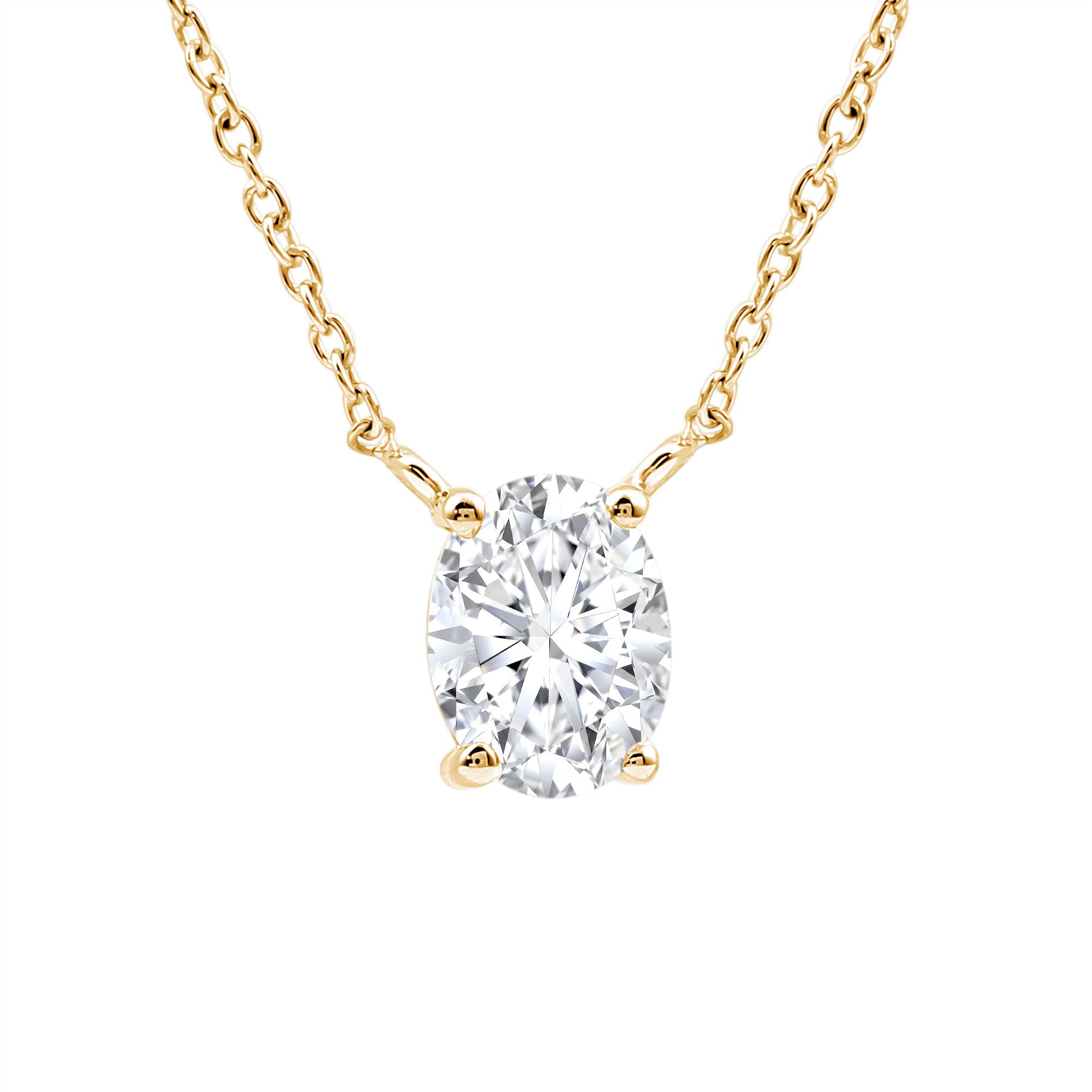 Rosec Jewels-Solitaire Lab Grown 2 Carat Diamond Initial O Necklace with Chain