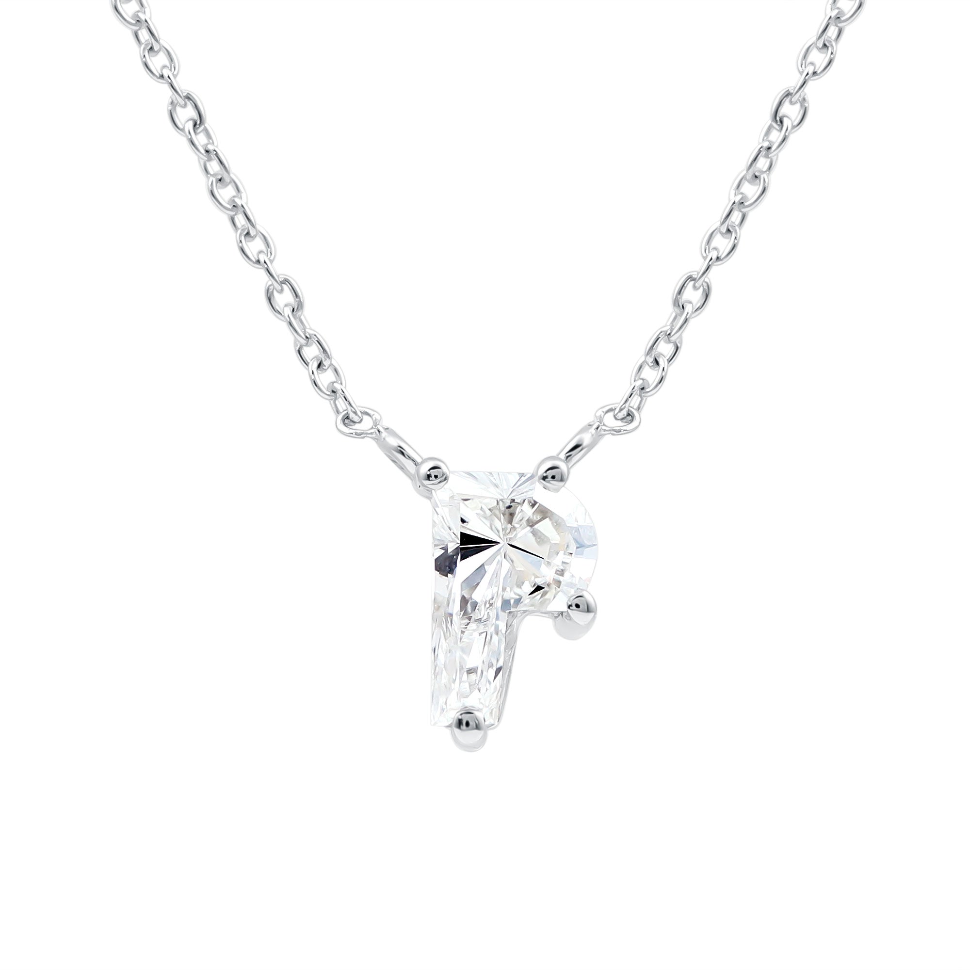 Rosec Jewels-2 Carat Lab Grown Diamond P Initial Necklace with Certificate