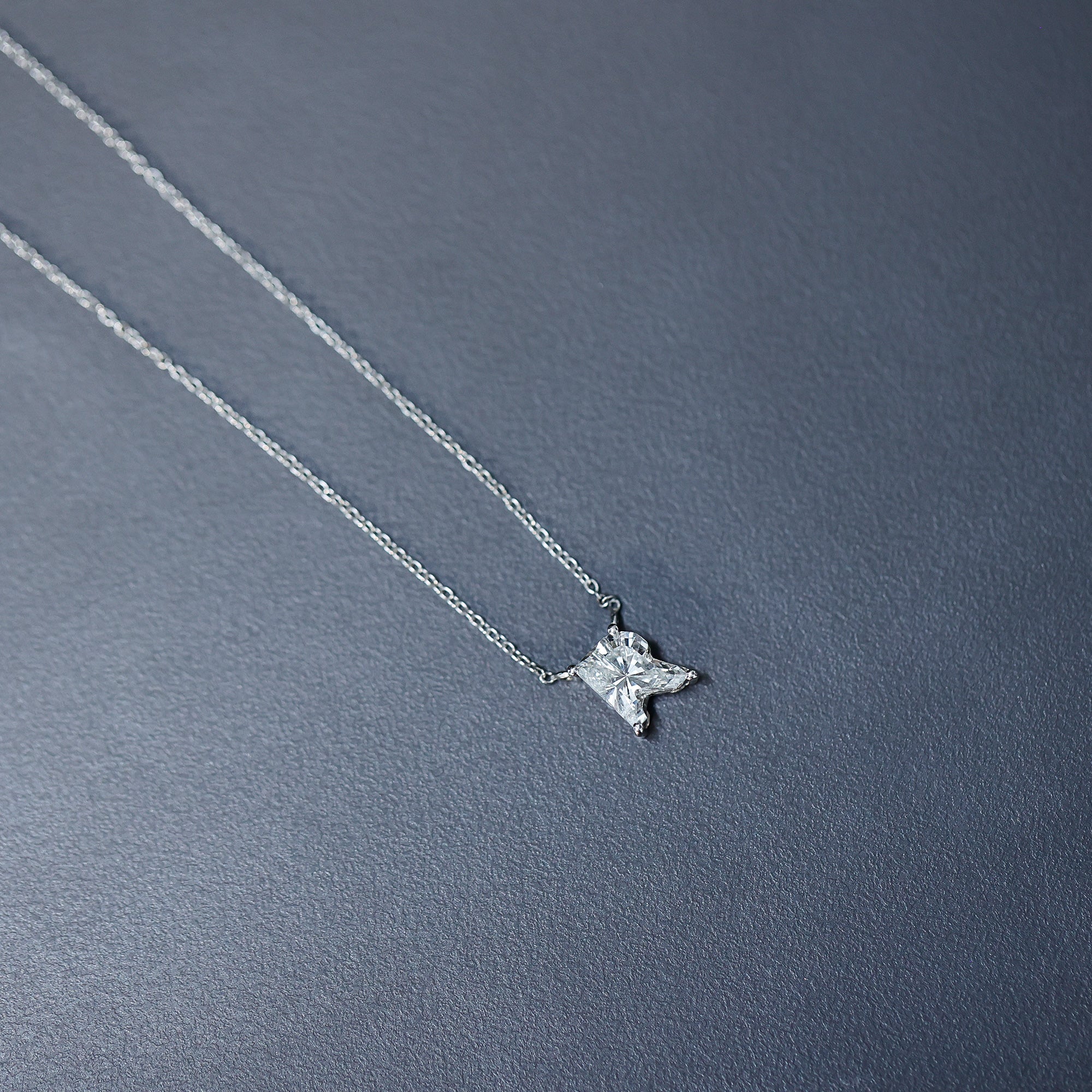 Rosec Jewels-Fancy Cut 2 Carat Lab Grown Diamond Letter R Necklace for Her