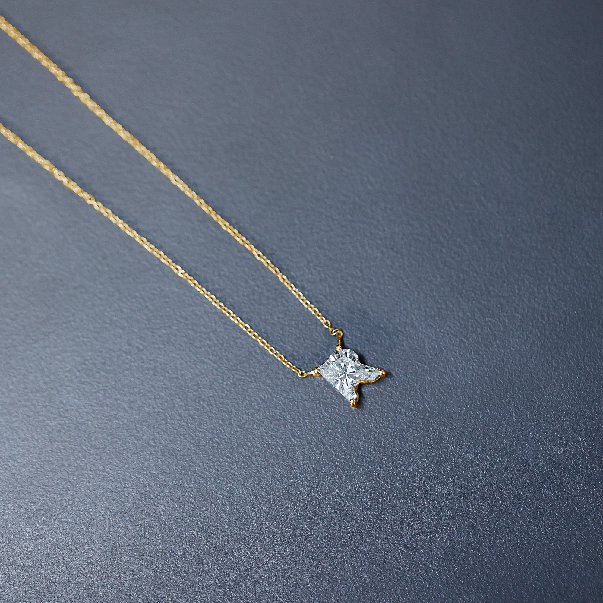 Rosec Jewels-Fancy Cut 2 Carat Lab Grown Diamond Letter R Necklace for Her