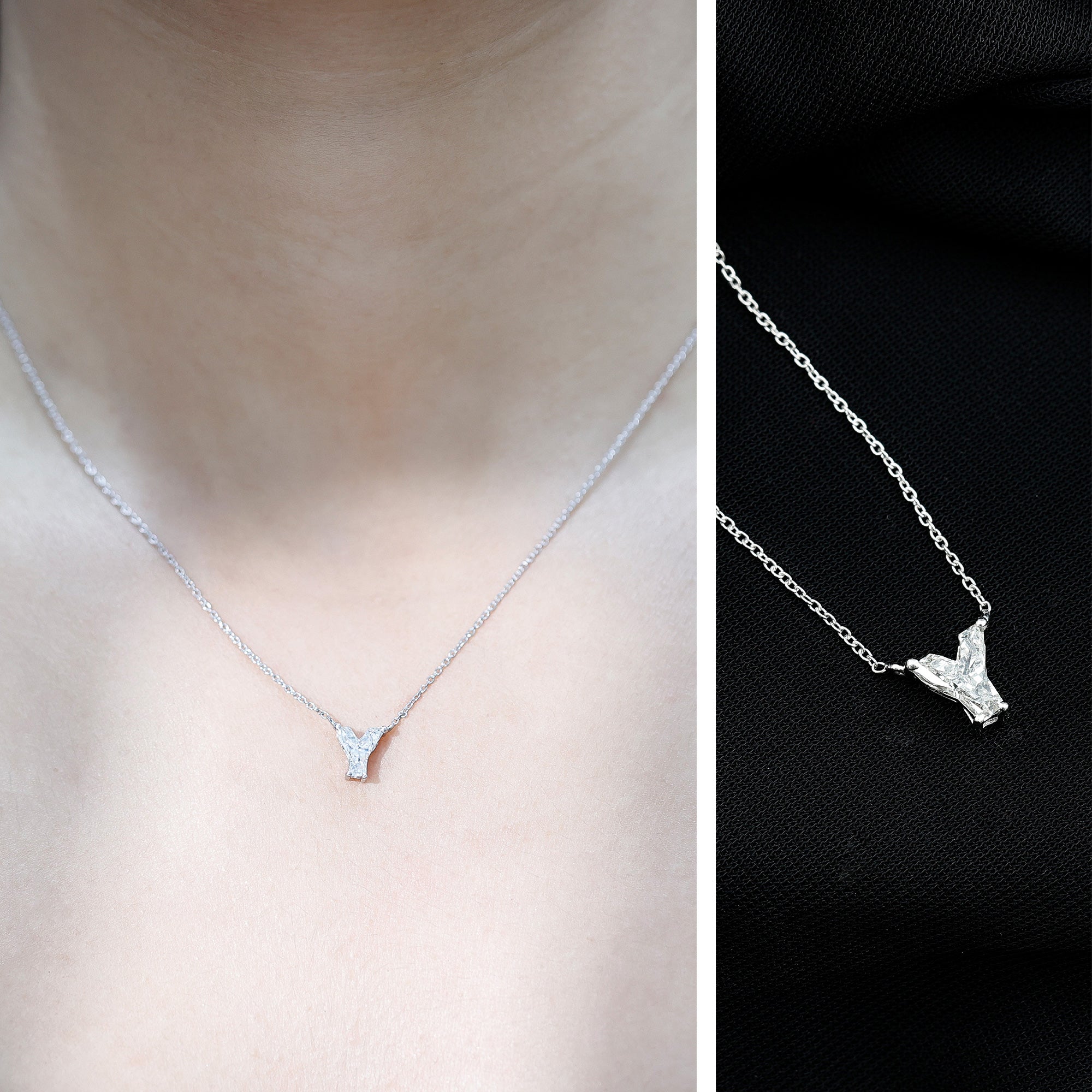 Rosec Jewels-Fancy 2 Carat Lab Created Diamond Letter Y Necklace with Chain