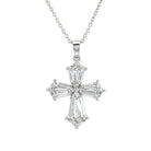 5.2 Carat Shield Shape Step Cut Lab Diamond Cross Necklace Lab - ( EF-VS ) - Rosec Jewels