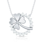 Certified Diamond Lucky 4 Leaf Necklace Natural - ( HI-SI ) - Rosec Jewels