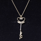 Rosec Jewels-Diamond Heart Key Pendant Necklace with Angel Wings