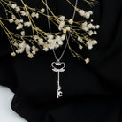 Rosec Jewels-Diamond Heart Key Pendant Necklace with Angel Wings
