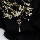 Rosec Jewels-Diamond Heart Key Pendant Necklace with Angel Wings