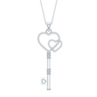 Diamond Key To My Heart Necklace for Women Natural - ( HI-SI ) - Rosec Jewels