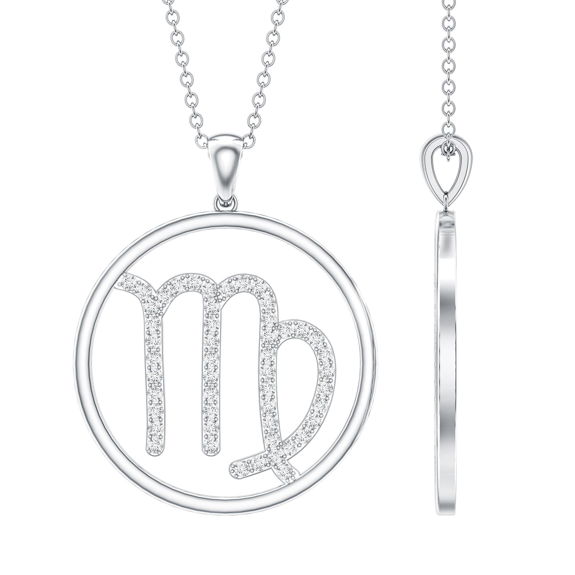 Collier pendentif certifié Moissanite signe du zodiaque Vierge