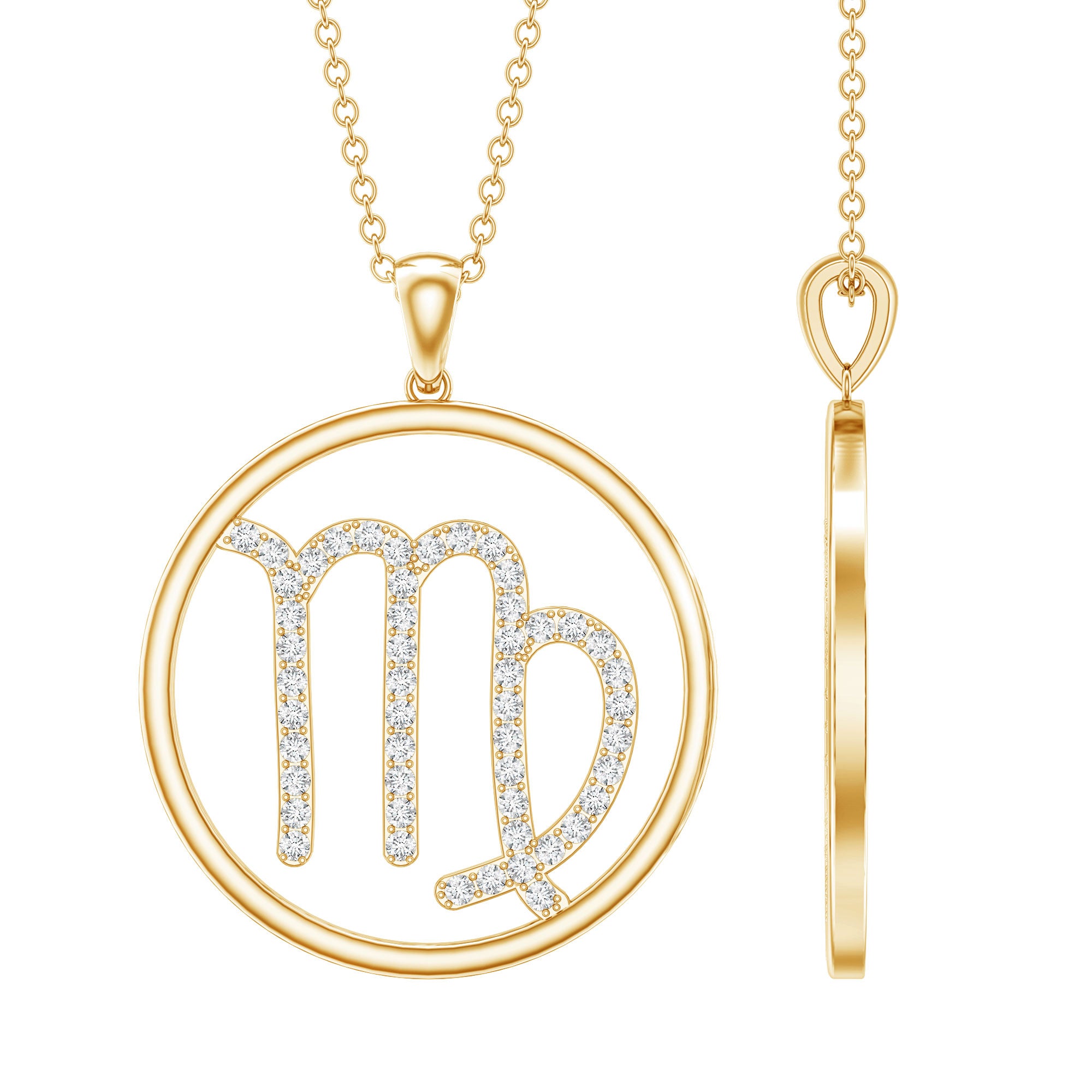 Certified Moissanite Virgo Zodiac Sign Pendant Necklace D-VS1 - Rosec Jewels