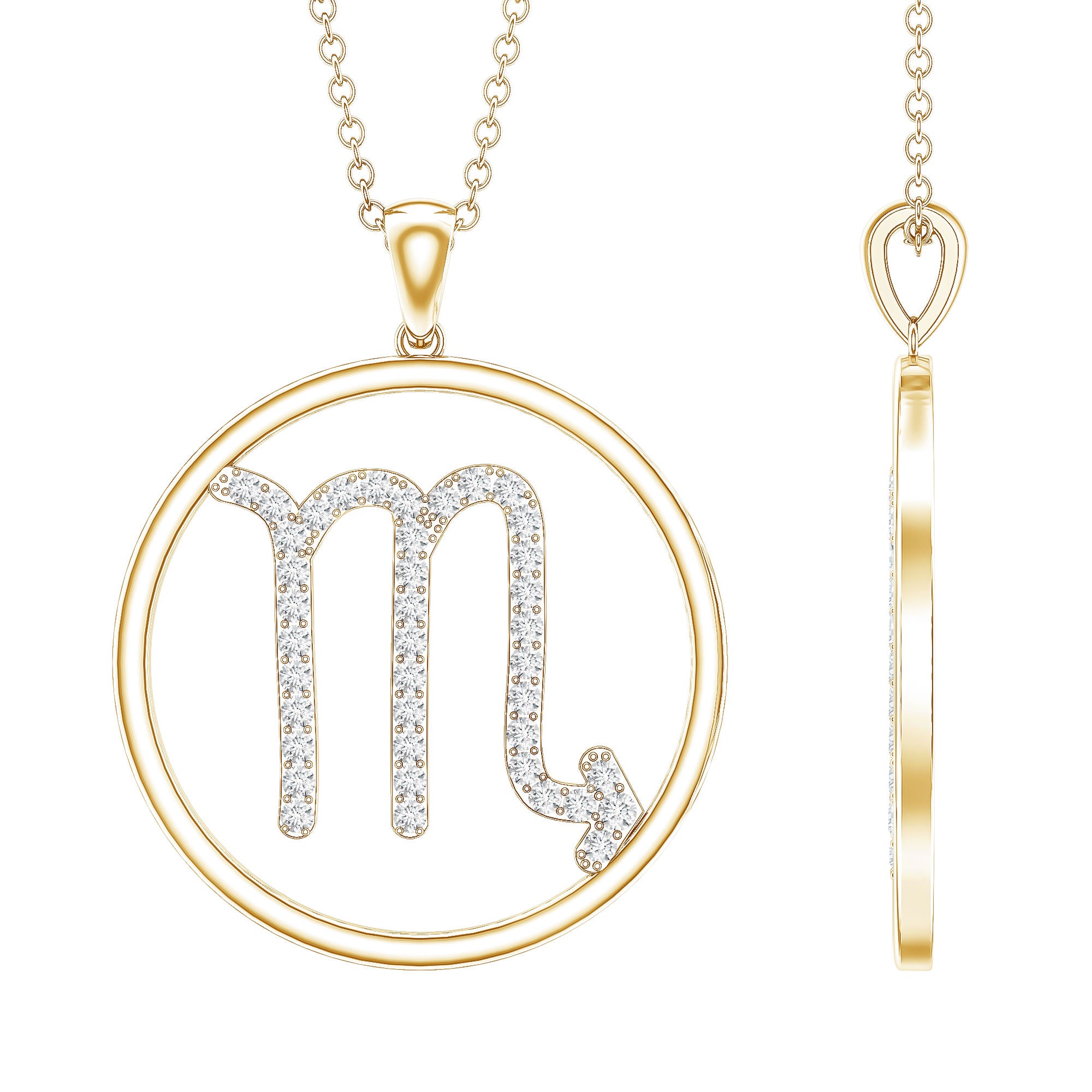 Certified Moissanite Scorpio Zodiac Pendant Necklace D-VS1 - Rosec Jewels