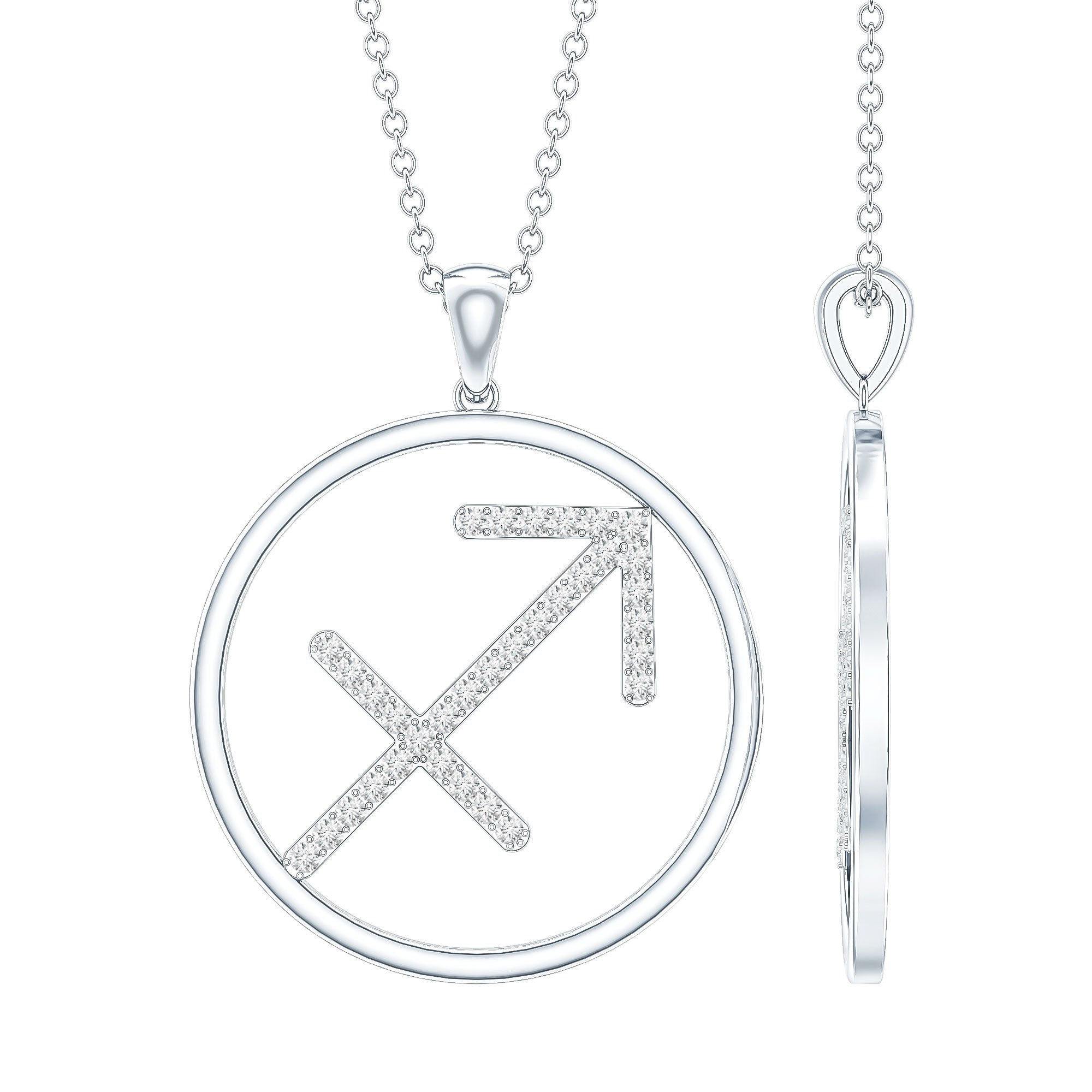Certified Moissanite Sagittarius Zodiac Sign Necklace D-VS1 - Rosec Jewels