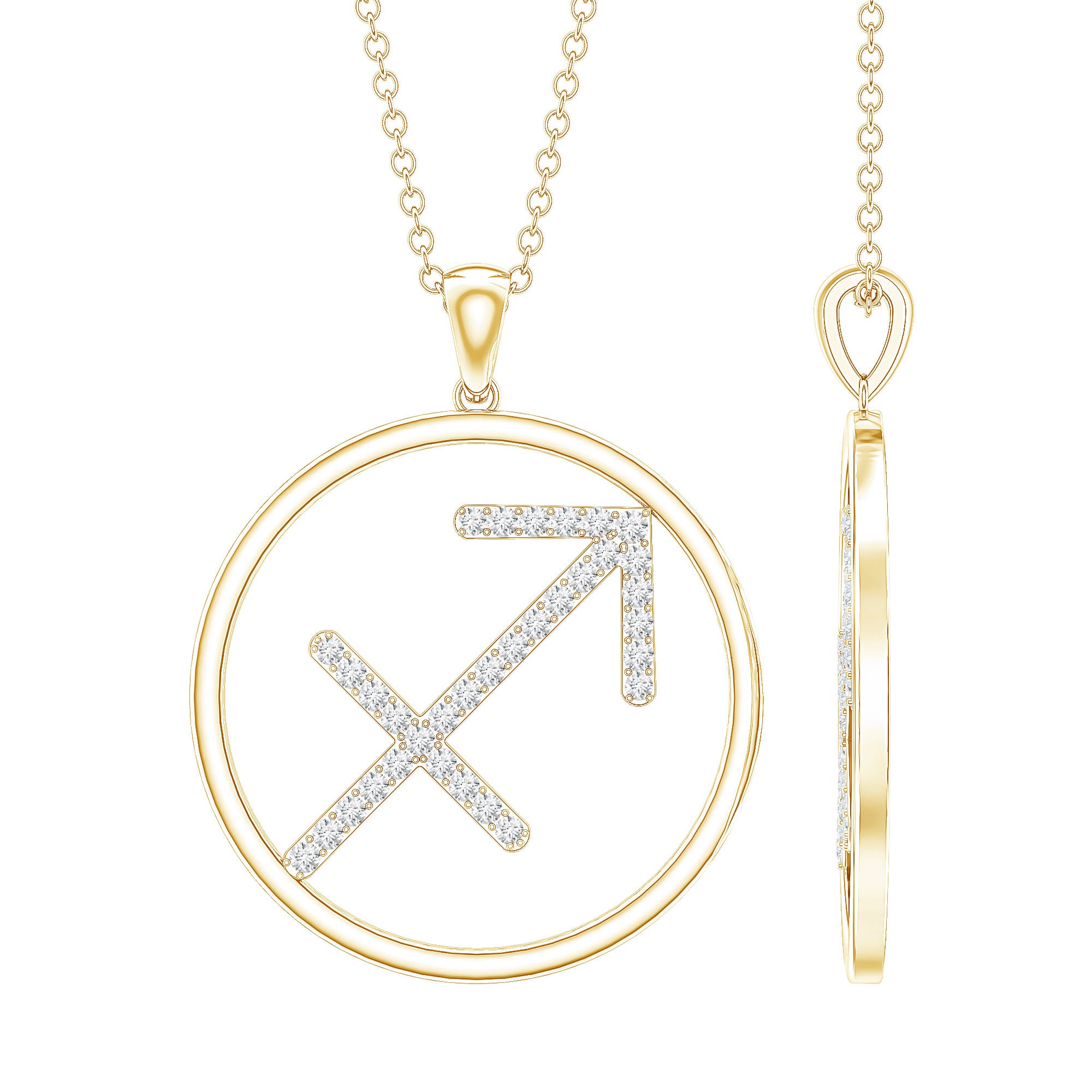 Certified Moissanite Sagittarius Zodiac Sign Necklace D-VS1 - Rosec Jewels