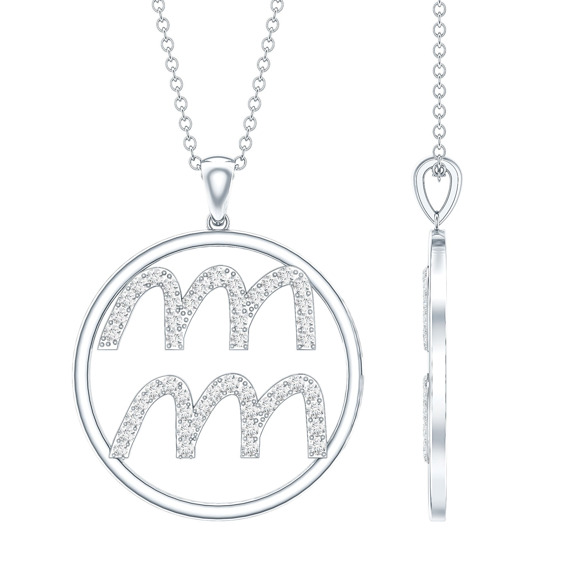 Certified Moissanite Zodiac Aquarius Pendant Necklace D-VS1 - Rosec Jewels