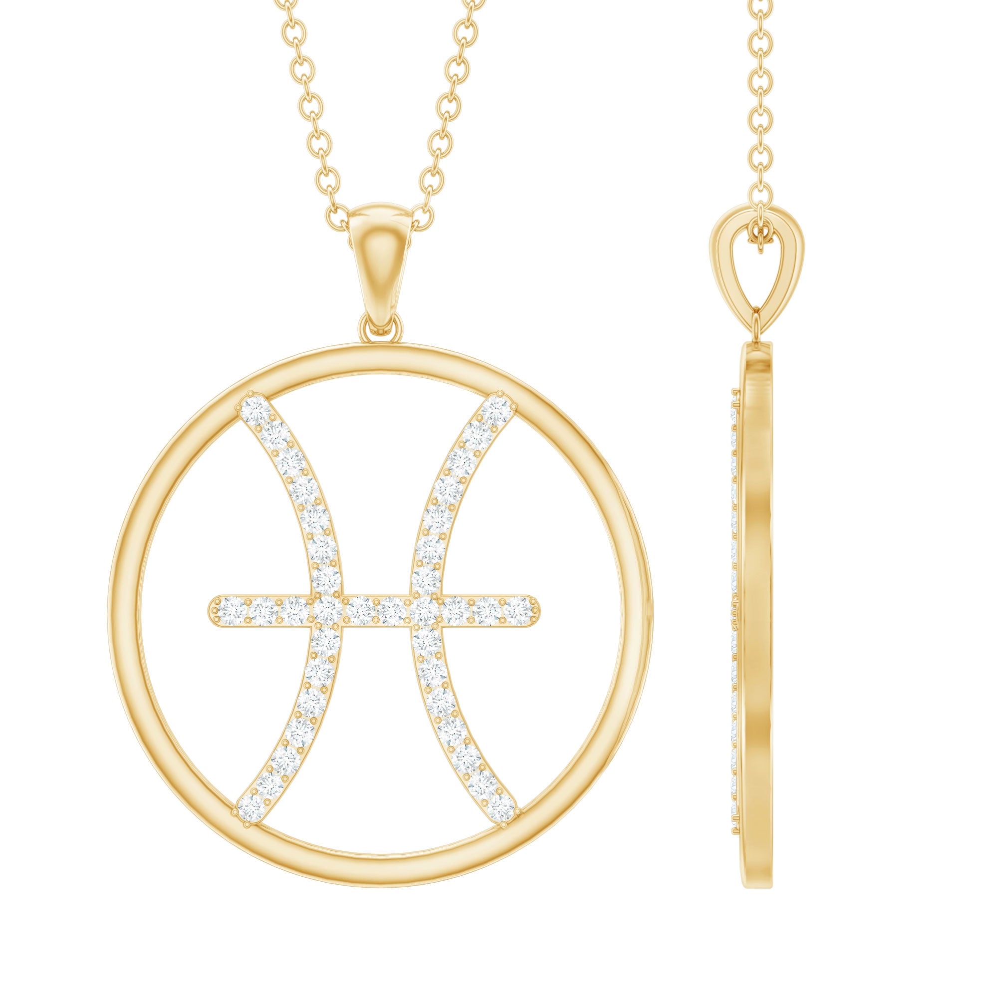 Certified Moissanite Pisces Zodiac Sign Pendant Necklace D-VS1 - Rosec Jewels