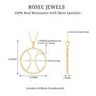 Certified Moissanite Pisces Zodiac Sign Pendant Necklace D-VS1 - Rosec Jewels