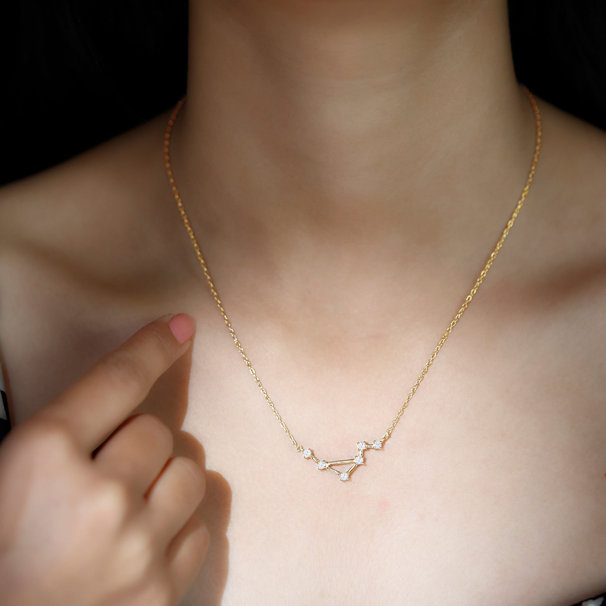Certified Moissanite Constellation Libra Zodiac Sign Necklace D-VS1 - Rosec Jewels
