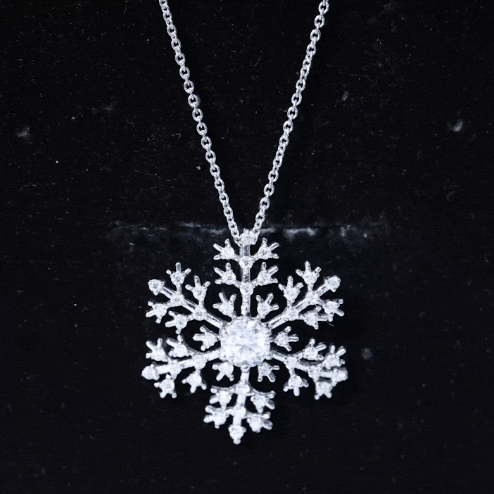 Certified Moissanite Snowflake Pendant Necklace With Chain D-VS1 - Rosec Jewels