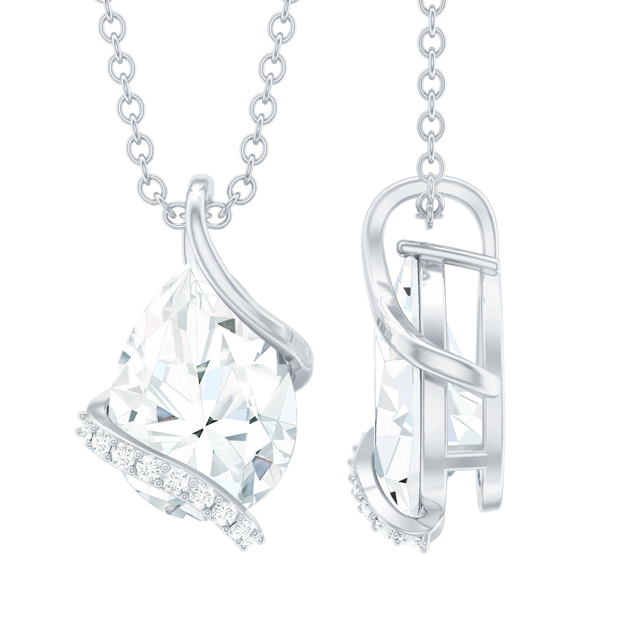 Minimal Moissanite Solitaire Pendant in Silver