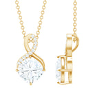 Rosec Jewels-Cushion Cut Moissanite Infinity Pendant Necklace with Chain