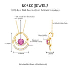 Real Pink Tourmaline and Diamond Open Circle Pendant AAA - Rosec Jewels