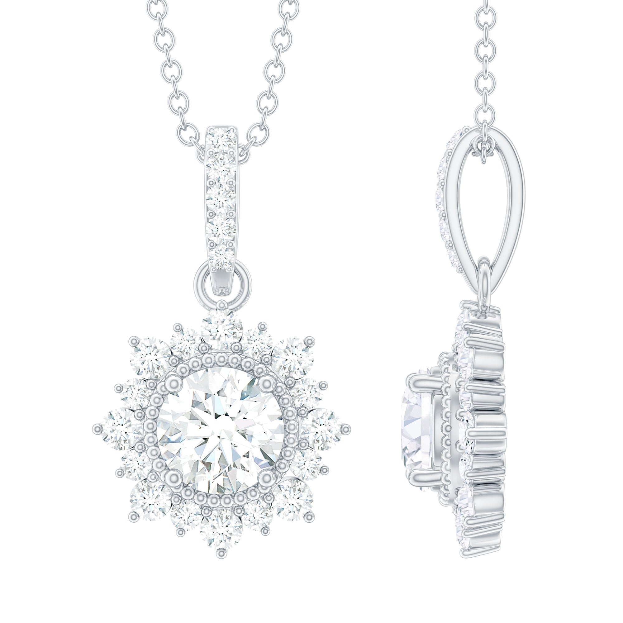 6 MM Moissanite Vintage Inspired Necklace for Wedding