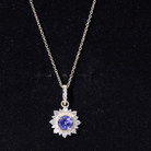 Round Tanzanite Bridal Necklace with Diamond Accent Bail AAA - Rosec Jewels