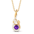 Designer Amethyst and Diamond Teardrop Pendant Necklace AAA - Rosec Jewels