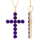 Natural Amethyst Cross Pendant Necklace with Chain AAA - Rosec Jewels