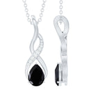 1 Carat Pear Shape Black Onyx Infinity Necklace with Diamonds AAA - Rosec Jewels
