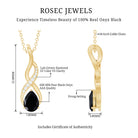 1 Carat Pear Shape Black Onyx Infinity Necklace with Diamonds AAA - Rosec Jewels