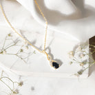 1 Carat Pear Shape Black Onyx Infinity Necklace with Diamonds AAA - Rosec Jewels