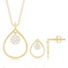 Diamond Wedding Necklace Earring Set for Bride Natural - ( HI-SI ) - Rosec Jewels