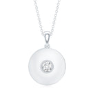 Certified Round Moissanite Disc Necklace in Bezel Setting D-VS1 - Rosec Jewels