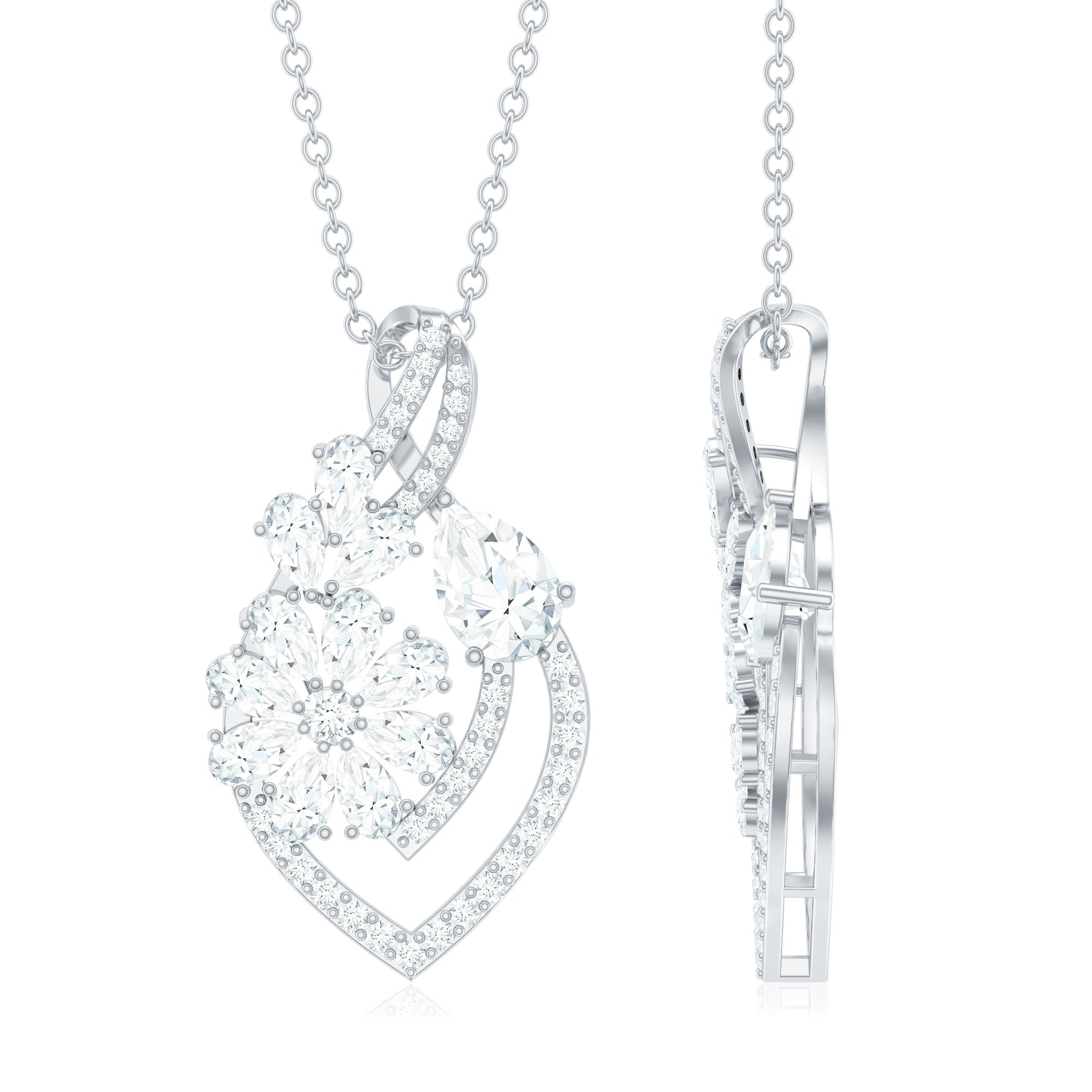 Certified Moissanite Designer Infinity Necklace With Chain D-VS1 - Rosec Jewels