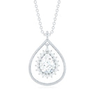 Certified 5X7 MM Moissanite Teardrop Pendant Necklace D-VS1 - Rosec Jewels