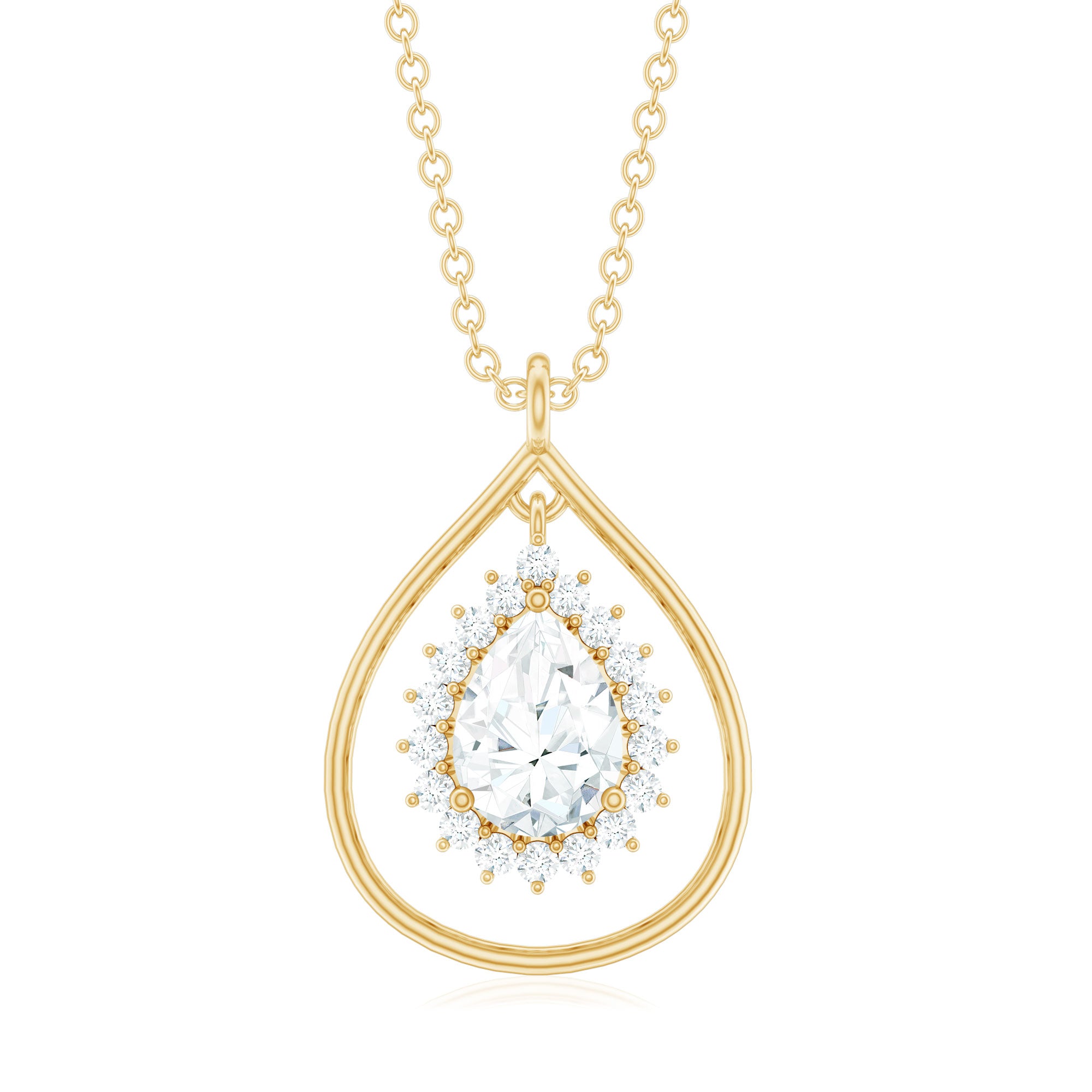 Certified 5X7 MM Moissanite Teardrop Pendant Necklace D-VS1 - Rosec Jewels