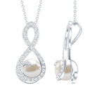Designer Freshwater Pearl and Moissanite Infinity Necklace With Chain AAA - Rosec Jewels