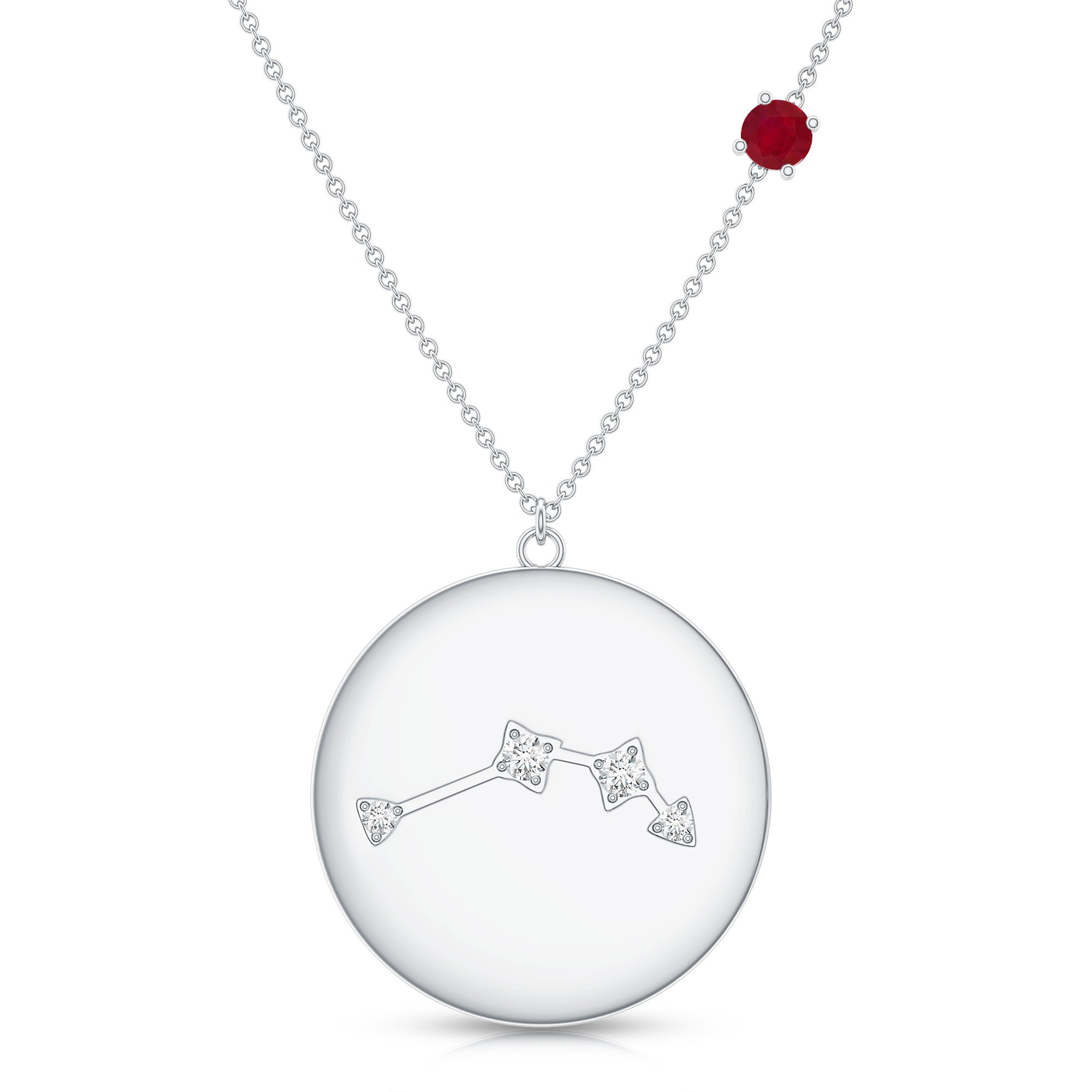 Genuine Ruby and Diamond Cancer Constellation Necklace AAA - Rosec Jewels