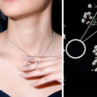 Certified Moissanite Eternity Necklace with Chain D-VS1 - Rosec Jewels