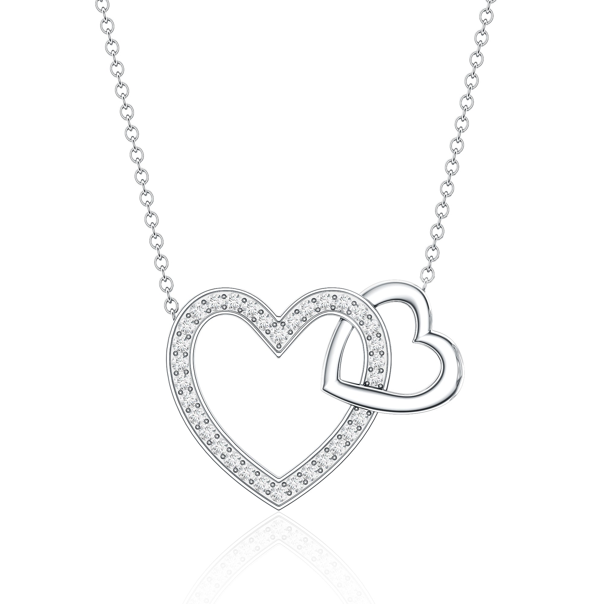 Diamond 2 Heart Promise Necklace Natural - ( HI-SI ) - Rosec Jewels