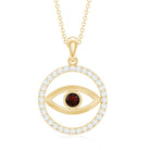 Real Garnet and Diamond Evil Eye Necklace AAA - Rosec Jewels