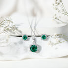 Certified 5 Carat Lab Grown Emerald Necklace and Earring Set for Women AAAA - Rosec Jewels