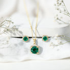 Certified 5 Carat Lab Grown Emerald Necklace and Earring Set for Women AAAA - Rosec Jewels