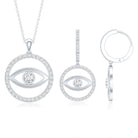 Certified Moissanite Evil Eye Necklace and Earrings Set D-VS1 - Rosec Jewels