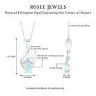 Natural Oval Ethiopian Opal and Moissanite Teardrop Necklace With Chain AAA - Rosec Jewels