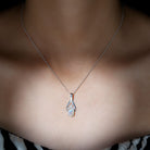 Natural Oval Ethiopian Opal and Moissanite Teardrop Necklace With Chain AAA - Rosec Jewels